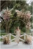 Feestdecoratie op maat gemaakte rechthoekige boog goud metalen bloemen frame bruiloft achtergronden standaards1241385