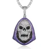 Hängsmycke Halsband 100% Micro Zircon Hip Hop Halloween Skull Ghost Halsband för män Smycken Party Custom Acceptera Bling
