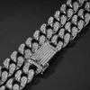 Hip Hop 20mm Rhinestone Bracelet Necklace Big Gold Domineering Exaggeration Miami Cuban Chain Rapper Jewelry