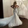 Strapless Lace Mermaid Wedding Dresses Appliques Sweetheart Court Train Backless Tulle Bridal Gowns Plus Size