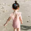 Mignon bébé filles perles maillots de bain pour enfant en bas âge enfants volants princesse maillot de bain été enfants tenue 210529