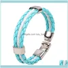 Tenis Jewelrytennis Unisex Ulusal Bayrak Deri Bileklik Kabuklu Erkekler Kadın Örgü Örgülü El Yapımı Halat Bilek Bracelets Bangles Jewel