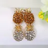 Mode Leuke Glas Crystal Pineapple Stud Earring voor Dames Boho Gesimuleerde Pearl Fruit Oorbellen Verklaring Sieraden Gift