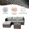 Outdoor Sectional Sofa Patio Seating 5 Pieces Furniture All Weather Manual Weaving Wicker Rattan Patio with Cushion and Glass Tablea16 a49