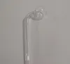 2021 14 cm (5,5 Zoll) gebogener Klarglas-Ölbrenner Glas-Wasserpfeifen-Bubbler Pyrex-Ölbrennerpfeifen Rauchzubehör mit bunter Halterung