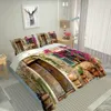 Set di copertine per foto Federa Lenzuolo di lino Trapunte Set di biancheria da letto per paesaggi di campagna Set di biancheria da letto 3D Set di biancheria da letto 4 pezzi
