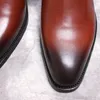 Bottines de luxe pour hommes, chaussures en cuir véritable de haute qualité, bottes habillées à enfiler avec sangle à boucle, noir et marron, chaussures décontractées