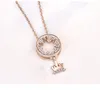 Pendant Necklaces UFOORO S925 Silver Clavicle Chain Light Luxury Rose/White Gold Crown Shape Micro Zircon Pave Created Necklace Jewelry For