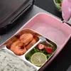Boîte à déjeuner en acier inoxydable, conteneur de nourriture Portable pour pique-nique, bureau, école, avec compartiments, boîte à Bento thermique micro-ondable DT0024