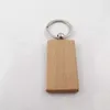 Keychains 80Pcs Blank Rectangle Wooden Key Chain Diy Wood Tags Can Engrave Gifts