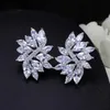 Forma de flor clássica CZ Pedras de prata Nenhum clipe de orelha de furo perfurado em brincos jóias para mulheres CZ160 210714