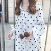 Polka Dot Bluzka Kobiety Lato Kobieta Z Długim Rękawem Luźne Koszule Koreański Styl Single Breasted Moda Full-Match Polo Topy 210601