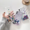 Renkli dairesel sıvı yumuşak tpu telefon kılıfları iphone 11 12 mini pro max xr xs x 8 7 quicksand yıldız yüzer glitter ışıltı toz kapak cilt kılıfı