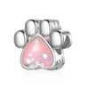 Fit Pandora Brach Bractelet Европейский мультфильм милый Pet Paw Print Silver Clarms Beads Diy Snake цепь для женщин браслет ожерелье ювелирные изделия