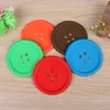 Botão de PVC colorido bonito forma copo tapete de cozinha ferramentas de mesa de mesa anti coaster anti coaster tapete 5 cores