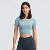 Reggiseni fitness da palestra imbottiti push-up Crop Top LU-157 Reggiseni sportivi da allenamento in nylon morbido tinta unita da donna con imbottiture rimovibili