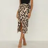 Gonne FNOCE Gonna a spacco a vita alta con stampa leopardata stile commercio estero transfrontaliero da donna