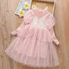 Baby Girls Knitted Dress Infant Toddler Children Warm Pullover Clothes For Winter Spring Sweater Dresses with Pearls 0-10Y Q0716