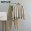 Tute da donna oversize MASTGOU inverno caldo e spesso maglione a collo alto pantaloni complessivi adatti a due pezzi set di maglioni lavorati a maglia 211116