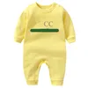 In stock newborn kids Rompers baby Boys girls Fashion designer print luxury pure cotton Long sleeve jumpsuit G007