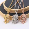 Pendant Necklaces Classic Hip Hop Fashion Creeping Tiger Cubic Zirconia Stone Animal Necklace For Men Or Women Designer Copper Jewelry