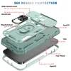 Slide Camera Phone Cases For Iphone 13 Pro Max Mini 12 11 XSMAX XR XS / X 8/7/6 Plus SE PC TPU Heavy Duty 2 IN 1 Multifonction Béquille Magnétique Couverture Arrière