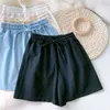 SURMIITRO verano moda delgada azul blanco negro pantalones cortos de mezclilla mujeres estilo coreano pantalones vaqueros de cintura alta mujer pantalones cortos de pierna ancha 210712