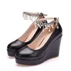 Crystal Queen Ankle Strap Platform Wedge Pump High Heels Sapato Feminino Dress Shoes 220217