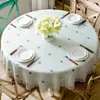Luxury Table Cloth Round Cover Leaves Embroidered Wedding Party Home cloth Cotton Linen cloths with Tassel 210626