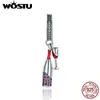 WOSTU New Arrival 925 Sterling Silver Champagne Dangle Beads Pendants fit original Charm Bracelet For Women Jewelry Gift CQC373 Q0531