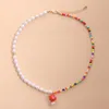 Chokers Bohemian Short Choker Mushroom Strawberry Eye Pearl Necklace Jewelry For Women 2021 Beaded Clavicle Chain Fashion Girls Gifts