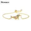 Charm Bracelets Cmoonry Fashion Gold Chain Bracelet & Bangle Adjustable Rainbow CZ Paper Clip Round For Women Gift