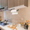 Toilet Paper Holders Towel Holder Under Cabinet - Self Adhesive & Wall Mounted Black Rack For Kitchen