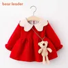 Bear Leader Infant Casual Dresses Autumn Christmas Fashion Kid Girl Ruffles Dress Lovely Baby Clothes born Vestido Suits 210708