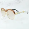 Occhiali da sole in legno Occhiali da sole eleganti in corno di bufalo naturale da uomo Carter vintage Tonalità di design di lusso Prodotto di tendenza Eyewear261U