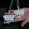 Correntes Iced Out Bling CZ Letters Certificado Steppa Gun Pingente Colar 2 Cores Cubic Zircon Charme Hip Hop Jóias Para Homens