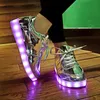 EUR 30-44 Çocuk Sneakers Parlayan Moda USB Şarj Edilebilir Işıklı LED Ayakkabı Çocuklar Erkek Kızlar Için Aydınlık Sneakers 210303