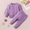 Baby Clothes Ruffle Clothing Sets Boys Girls Long Sleeve Top Pants Suits Children Solid Cotton Clothing Outdoor Sport Clothes B959 372 Y2