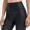 lu02 vergoldetes nacktes Leder, Yogahose, Damen-Leggings, hohe Taille, eng, elastisch, Sport-Fitness-Leggins, Fitnessstudio-Kleidung, Lauf-Workout-Hose