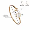 Neoglory Stainless Steel Love Heart Rose Gold Color Bangles & Bracelets for Women Jewelry Gift Brand Jewelry Q0717