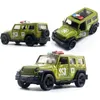 Alloy Car 4 szt MIXL Model Pojazdu Off-Road Double Double Drzwi Back Iść Patrol Wagon Cake Ornaments Zabawki dla dzieci