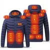 Hommes 11 zones Heate veste hiver chaud USB gilet chauffant Thermostat intelligent à capuche vêtements chauffants imperméable rembourré 211214