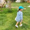 Camicie per la protezione solare a maniche lunghe in plaid di cotone estivo per ragazze in stile coreano ragazzi monopetto sciolti cappotti sottili vestiti 210615