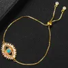 GODKI 4pcs / bag Luxury Baguette Turkish Eye Adjustable Bracelet Bohemian Link Bracelets For Women Femme Fashion Jewelry