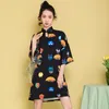 Летнее платье Ретро Китайский стиль Улучшен свободные традиционные Cheongsam Девушка Mini Современные платья Элегантная Женская Одежда