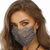 Bling Blings Rhinestone Facemask Face Mask Designer Black White Blue Yellow Pink Diamond Mesh Masks With Drill Women Female Summer Breathable Decoration