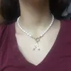 Designer Necklace Luxury Jewelry Pearl Choker Alphabet A-Z Initial Imitation Chain for Women Buckle Gold Pendant 2021