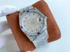 Luxury Full Diamond Watch Helt automatisk mekanisk rörelse Topp 316 Rostfritt Stål Väska Mineral Super Strong Spegel 42mm Diameter