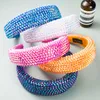 Europa en de Verenigde Staten 2021 Zomer Crystal Full Rhinestone Hoofdband Wide Edge Solid Color Sponge Hoofdbanden