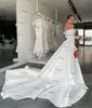 Vestidos de casamento de sereia modesto com saia destacável fora do ombro cetim cetim vestido de noiva vestido de noiva